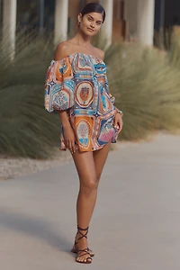 Farm Rio x Anthropologie Off-The-Shoulder Cover-Up Mini Dress
