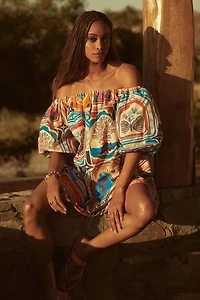 Farm Rio x Anthropologie Off-The-Shoulder Cover-Up Mini Dress