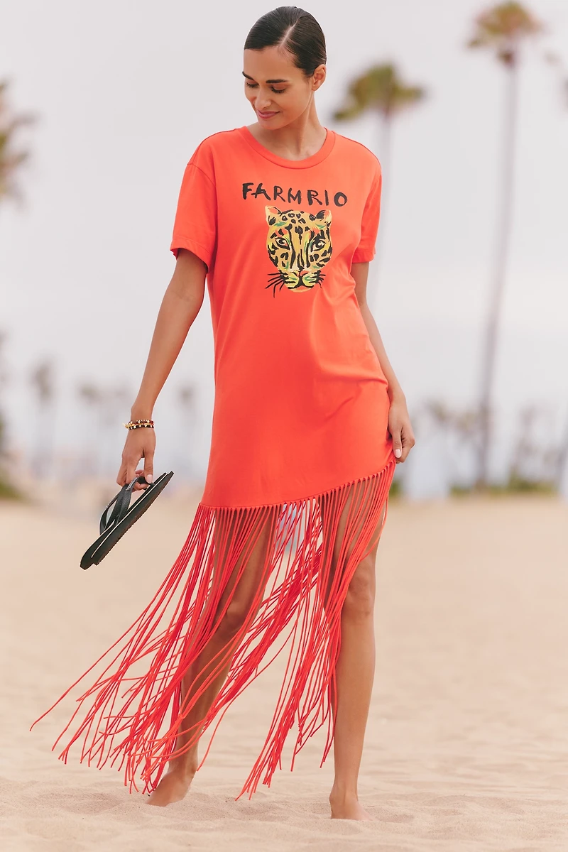 Farm Rio x Anthropologie Fringe T-Shirt Maxi Dress