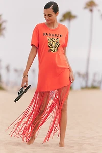 Farm Rio x Anthropologie Fringe T-Shirt Maxi Dress