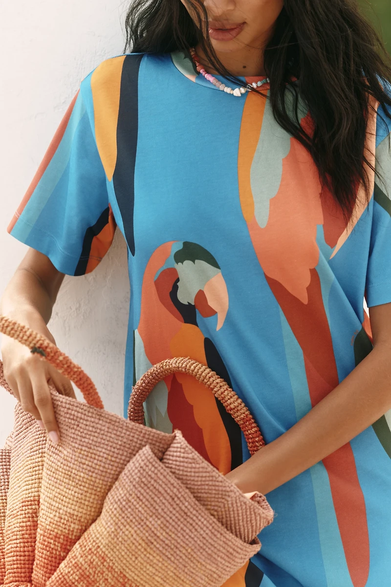 Farm Rio x Anthropologie Printed T-Shirt Maxi Dress