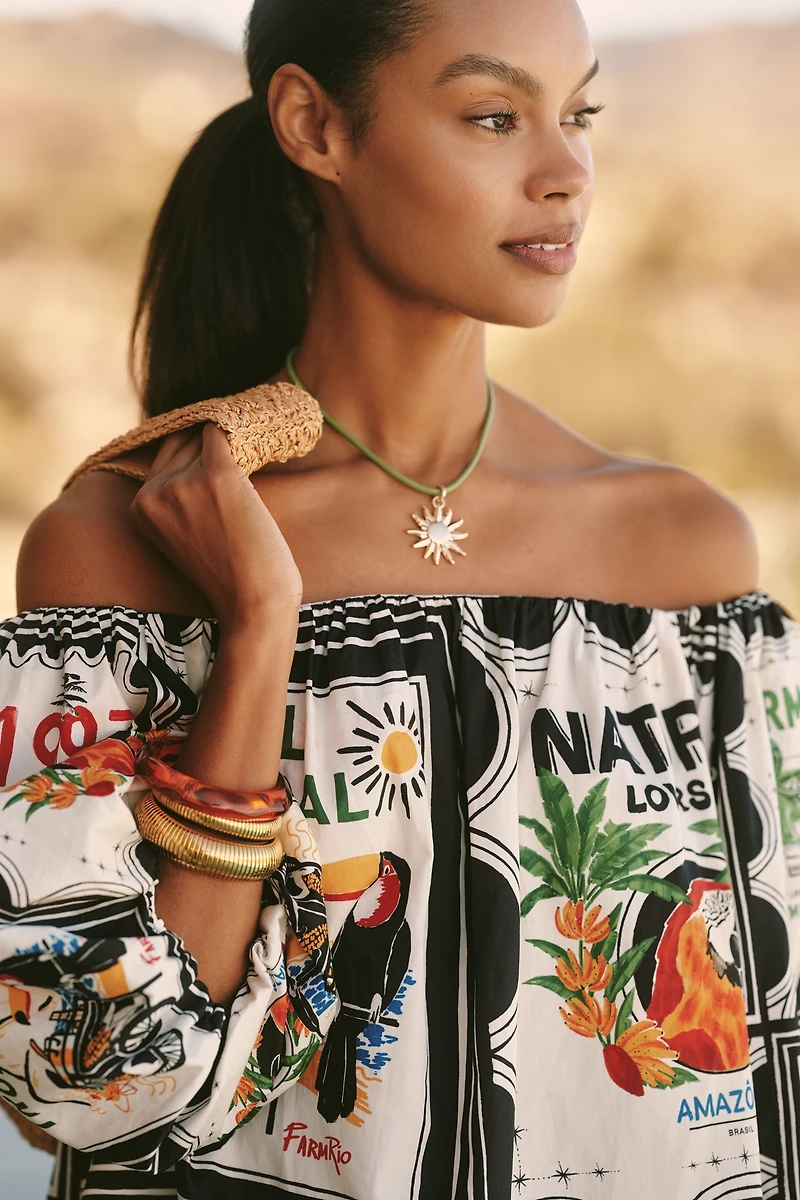 Farm Rio x Anthropologie Off-Shoulder Mini Dress