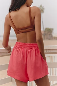 Farm Rio x Anthropologie Deco Palm Tree Drawstring Shorts