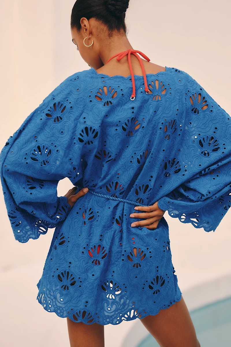 Farm Rio x Anthropologie Shell Eyelet Mini Dress