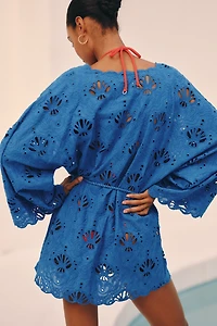 Farm Rio x Anthropologie Shell Eyelet Mini Dress