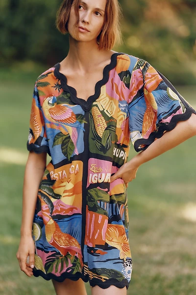 Farm Rio x Anthropologie Scalloped Mini Dress
