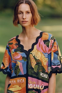 Farm Rio x Anthropologie Scalloped Mini Dress
