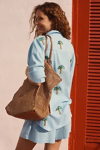 Farm Rio x Anthropologie Linen Blend Buttondown Top