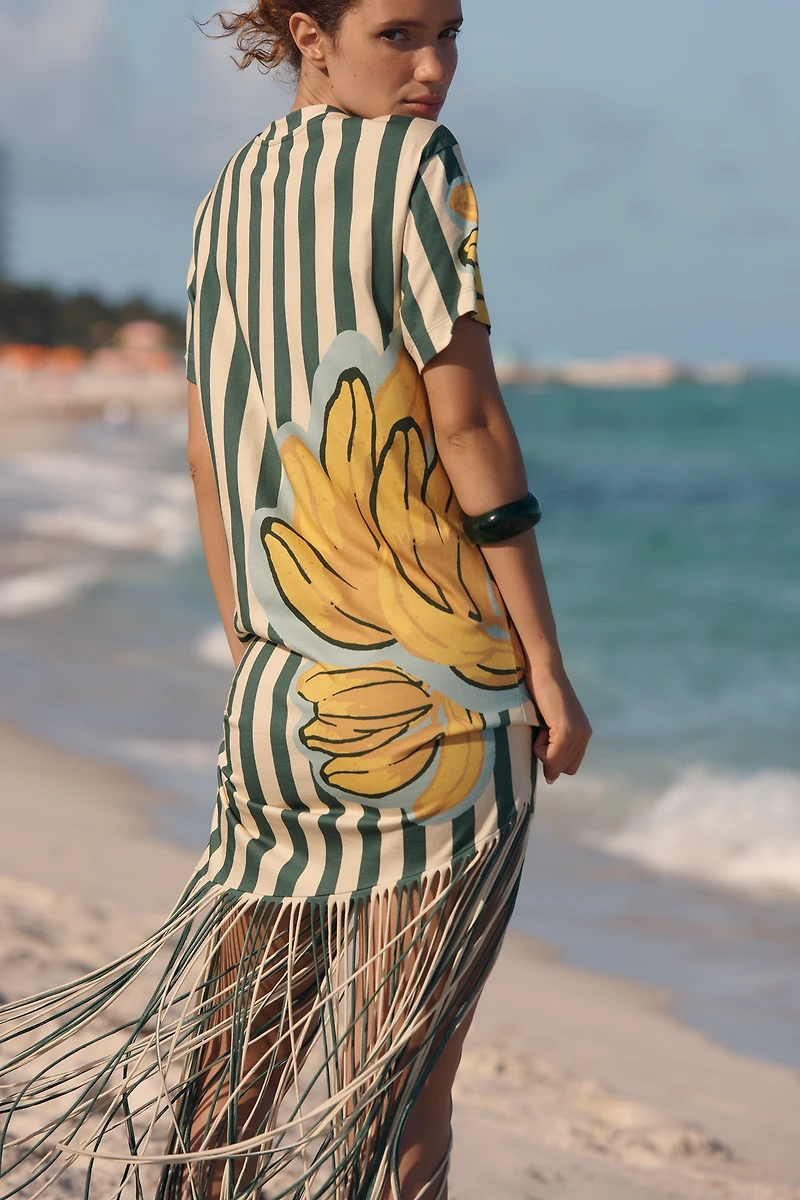 Farm Rio x Anthropologie Fringed T-Shirt Dress