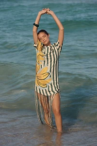 Farm Rio x Anthropologie Fringed T-Shirt Dress