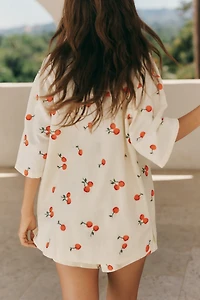 Farm Rio x Anthropologie Cotton Short-Sleeve Buttondown Shirt