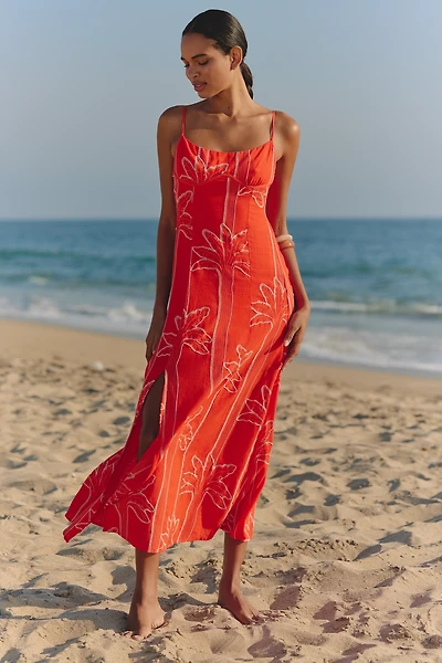 Maaji Lupine Embroidered Linen Midi Dress