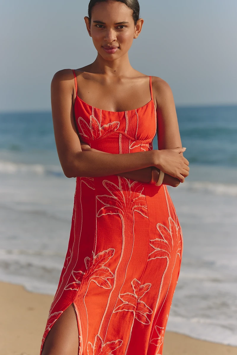 Maaji Lupine Embroidered Linen Midi Dress