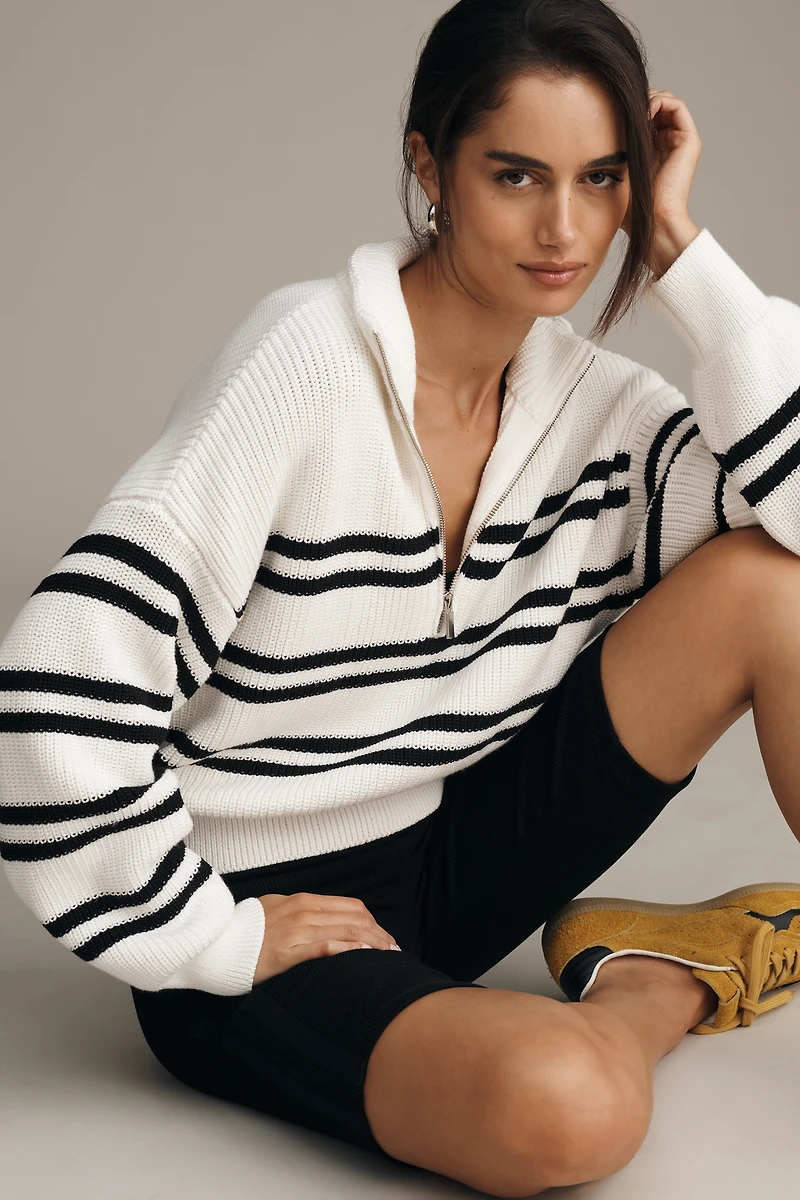 LSPACE Ultra Stripe Half-Zip Sweater