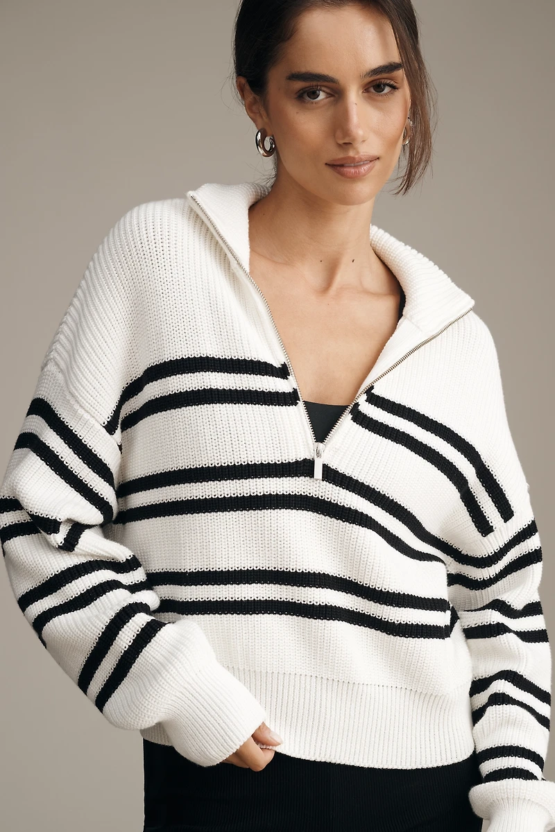 LSPACE Ultra Stripe Half-Zip Sweater