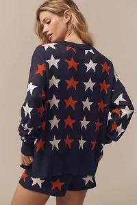 Beach Riot Callie Star Oversized Crew-Neck Sweater