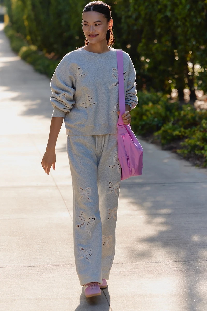 LoveShackFancy Linetta Lace Bows Pullover Sweatshirt