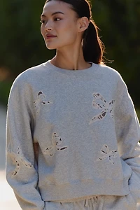LoveShackFancy Linetta Lace Bows Pullover Sweatshirt