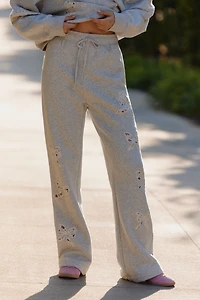 LoveShackFancy Elma Lace Bows Sweatpants