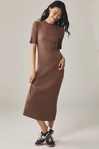 Varley Maeve 2.0 Ribbed Short-Sleeve Midi Dress