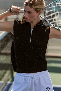 Varley Hally Cotton Half-Zip Ribbed Vest