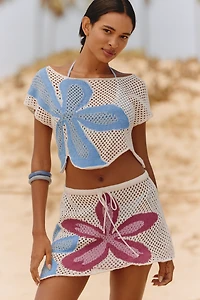 Celandine Floral Crochet Knit Top