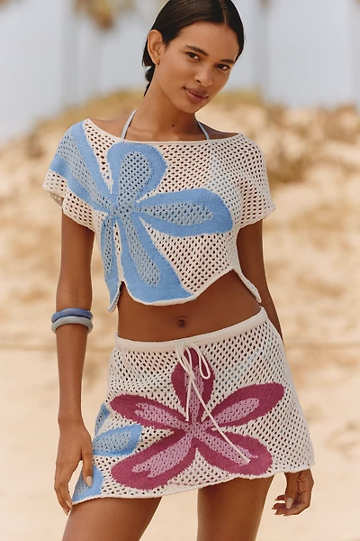 Celandine Floral Crochet Knit Skirt