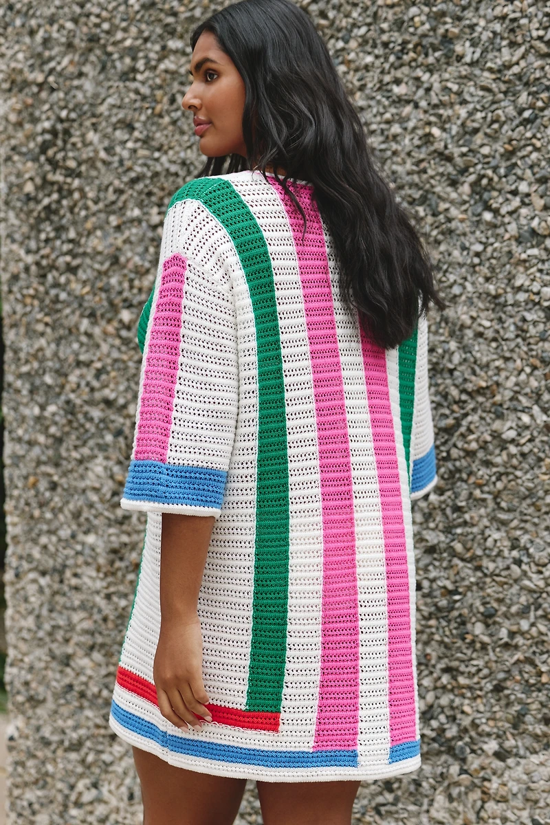 Chinti & Parker Cotton Crochet Stripe Mini Dress