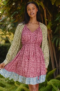 Mahila Long-Sleeve Tie-Front Mini Dress