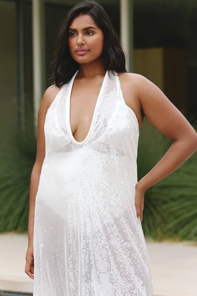 sunday in brooklyn sheer mesh dress Sunday in Brooklyn Mesh Shine Slim Midi Dress