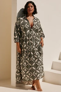 The Carolita Printed Tiered Shirt Dress by Celandine