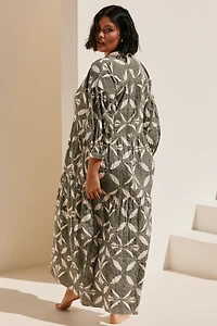 The Carolita Printed Tiered Shirt Dress by Celandine