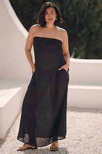 By Anthropologie Strapless Gauze Maxi Dress