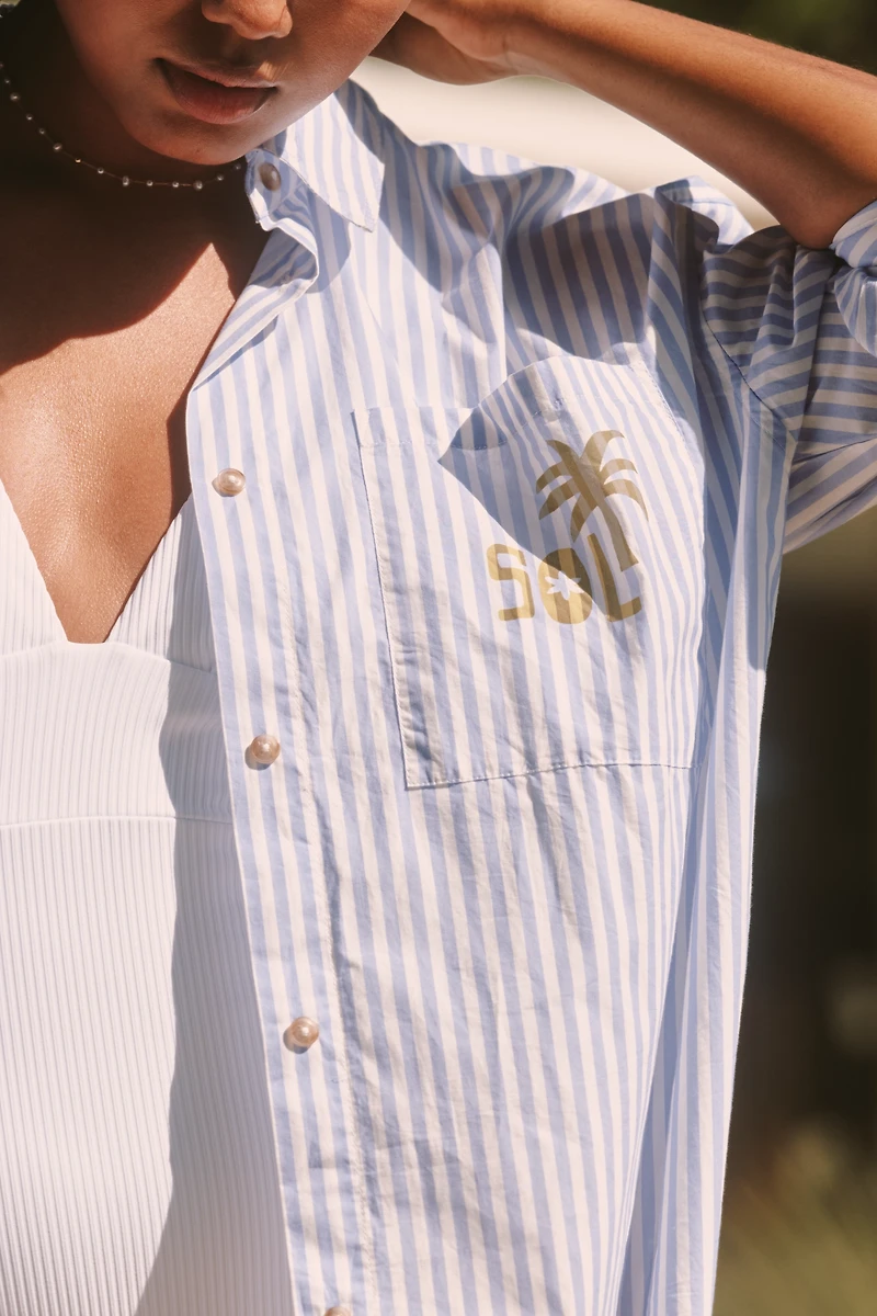 Celandine Graphic Oversized Buttondown Shirt