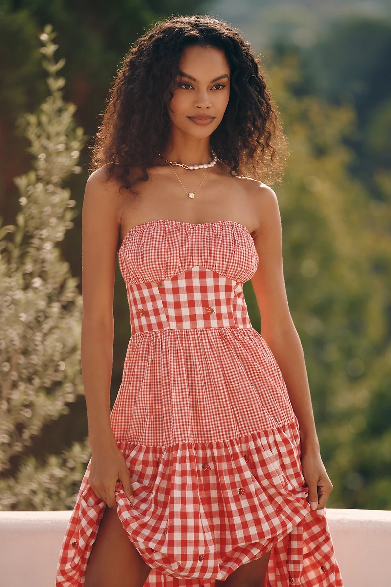 Celandine Strawberry Fields Strapless Waisted Dress