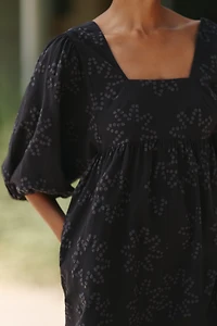 Celandine Puff-Sleeve Cotton Romper
