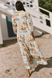 The Carolita Printed Tiered Shirt Dress by Celandine