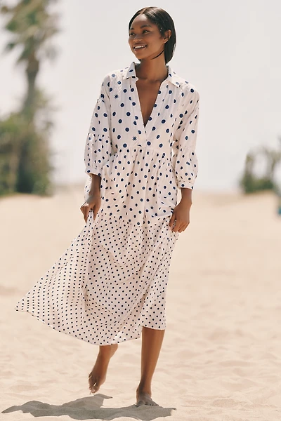 The Carolita Printed Tiered Shirt Dress by Celandine