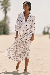 The Carolita Printed Tiered Shirt Dress by Celandine
