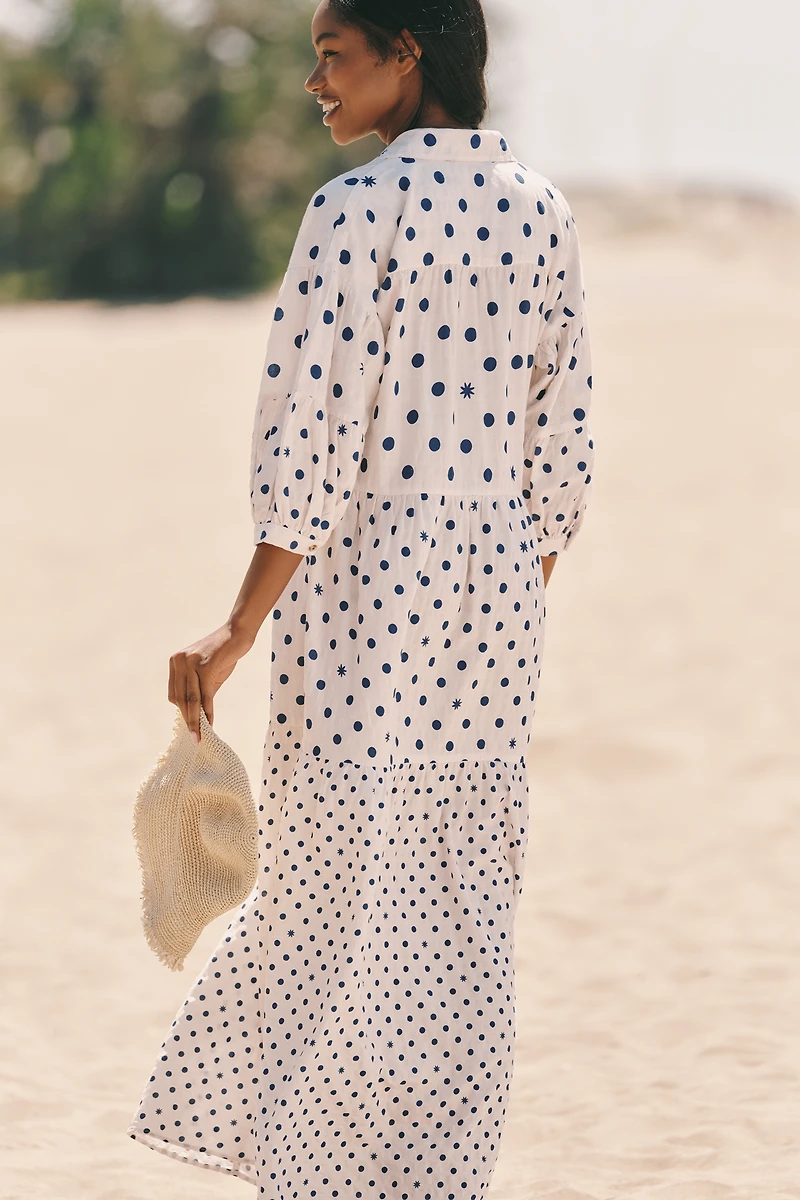 The Carolita Printed Tiered Shirt Dress by Celandine