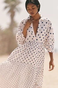The Carolita Printed Tiered Shirt Dress by Celandine