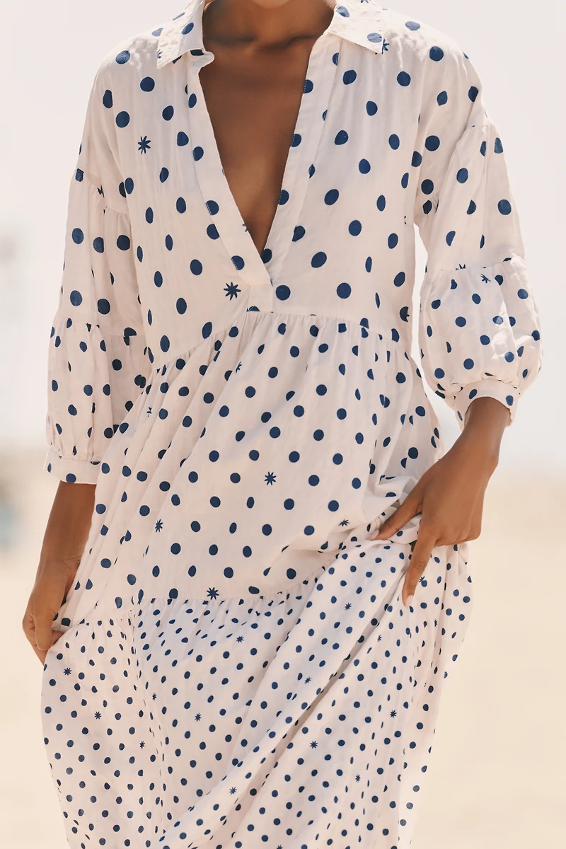 The Carolita Printed Tiered Shirt Dress by Celandine