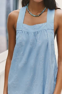 Celandine Ruffle-Back Apron Mini Dress