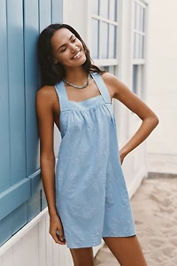 Celandine Ruffle-Back Apron Mini Dress