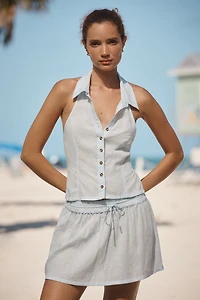 Celandine 100% Cotton Buttondown Halter Top