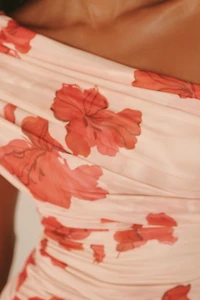 SUBOO Suzie One-Shoulder Floral Mesh Mini Dress