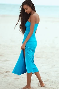 The Gabbie Strapless Ruched Tube Dress by Celandine