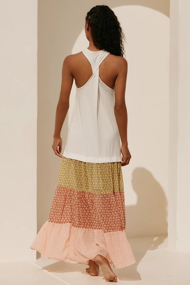 Celandine Sleeveless Scoop-Neck Tiered Maxi Dress