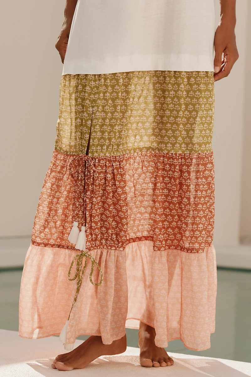 Celandine Sleeveless Scoop-Neck Tiered Maxi Dress