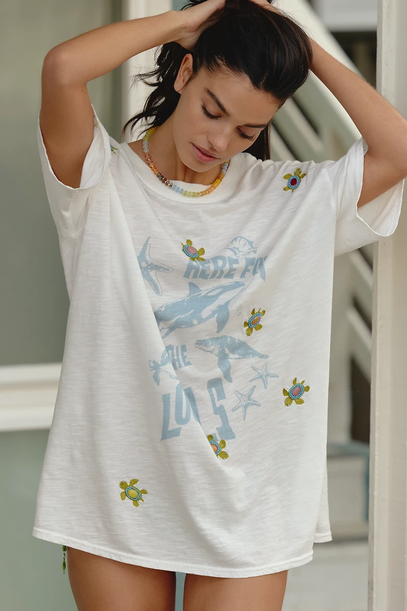 Celandine Turtle Beach Beaded Oversized Tee